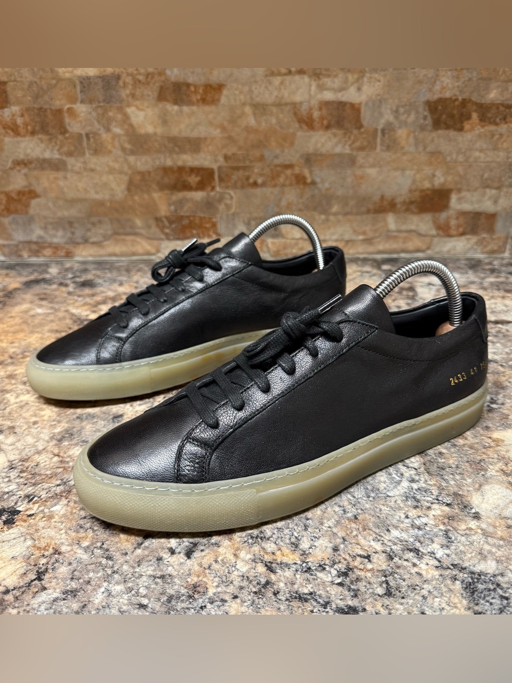 Common Projects Black Ice Sole Achilles Low Sneakers In 7547 Black Sz EU 41 US 8